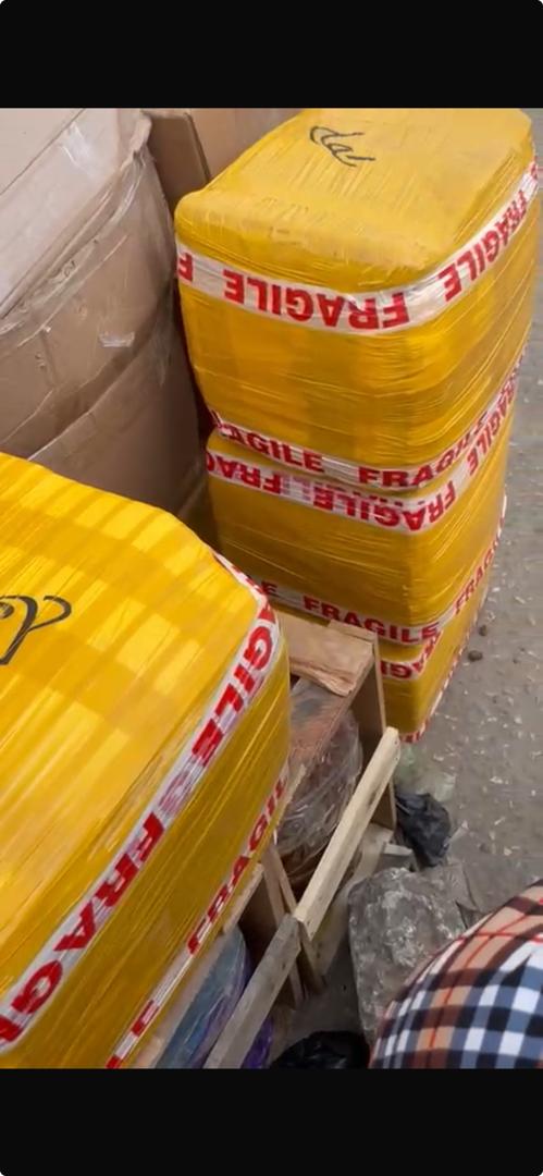 Carefully wrapped fragile cargo ready for shipment